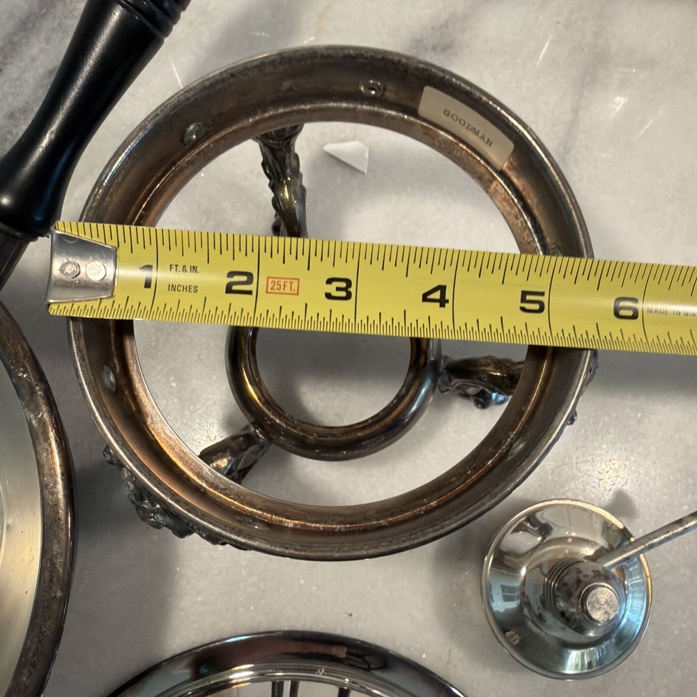 Vtg. Silverplate Covered Chaffing Dish w/ Stand, Burner OLA007 - Picture 14 of 15